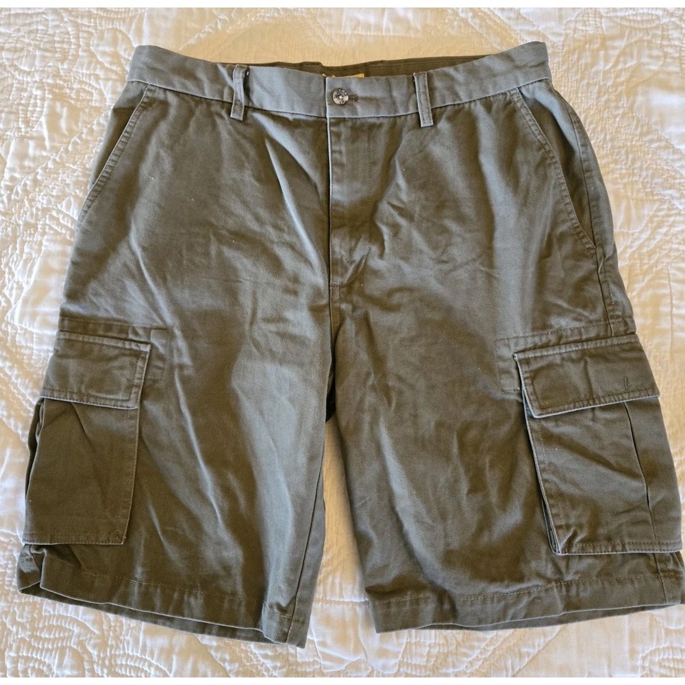 Duck Head Men's 34 Green Khaki Chino Shorts Pleated Cotton Cargo Shorts EUC 10"